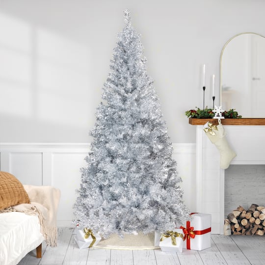 9Ft Unlit Silver Artificial Tinsel Christmas Tree By Northlight | 9 ft | Michaels®